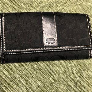 Coach Signature Stripe Credit Card Snap Wallet